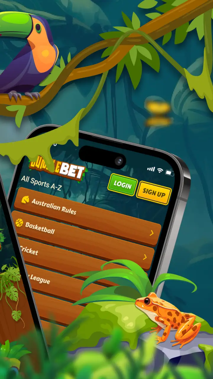 JungleBet app sports categories on an iPhone